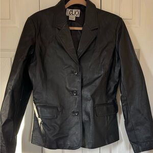 Clio Black Women's Leather Blazer